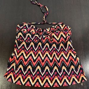 Catalina Chevron Tankini Halter Swim Top Multicolored Size L 12-14